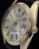 Rolex Date 1503 18kt Gold Watch White Pearl Dial 