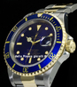 Rolex Submariner Data 16613 Oyster Quadrante Blu Purple