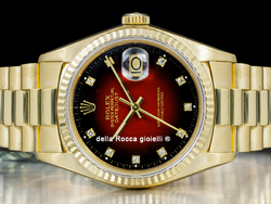 Rolex Datejust 36 Oro Bracciale President Quadrante Rosso Degradé Diamanti 16018
