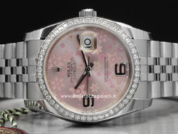 Rolex Datejust 116244 Ghiera Diamanti Jubilee Quadrante Rosa Floreale