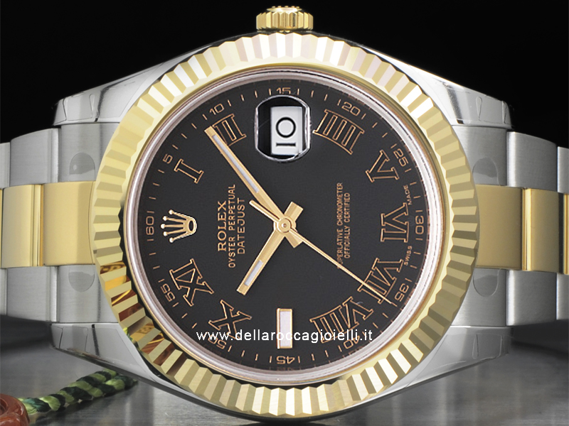 Rolex Datejust II 116333 Black Roman Index 9 41mm Yellow Gold Stainless  Steel - BRAND NEW