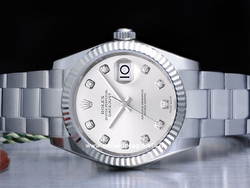Rolex Datejust Medium Lady 31 178274 Oyster Bracelet Silver Diamonds Dial