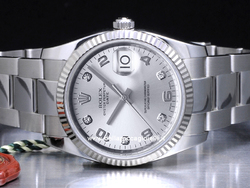 Rolex Date 115234 Oyster Bracelet Silver Diamonds Dial