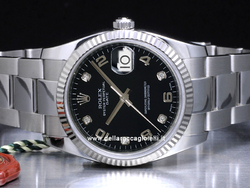 Rolex Date 115234 Oyster Bracelet Black Diamonds Dial
