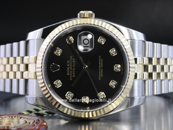 Rolex Datejust Stainless Steel and Gold Watch 126233 Black Diamond Dial