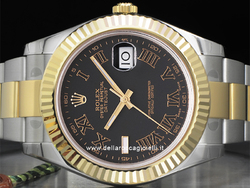 Rolex Datejust II 116333 Oyster Bracelet Black Roman Dial Index at 9